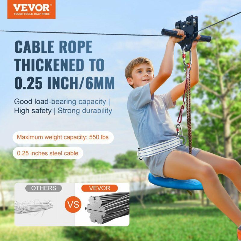 Outdoor Sports |  Zipline Kit for Kids and Adult, 60 ft Zip Line Kits Up to 500 lb, Backyard Outdoor Quick Setup Zipline, Playground Entertainment with Stainless Steel Zipline, Spring Brake, Safety Harness, Seat Outdoor Sports Outdoor Sports