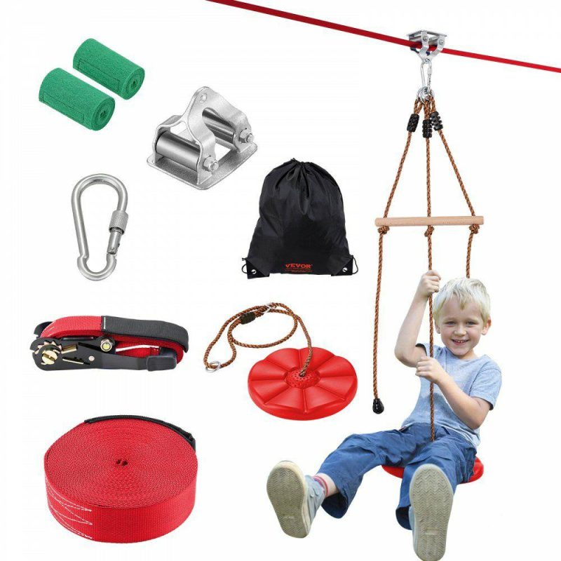 Outdoor Sports |  Zipline Kit for Kids and Adult, 65 ft Zip Line Kits Up to 500 lb, Backyard Outdoor Quick Setup Zipline, Playground Entertainment with Zipline, Nylon Safety Harness, Seat, and Handlebar Outdoor Sports Outdoor Sports