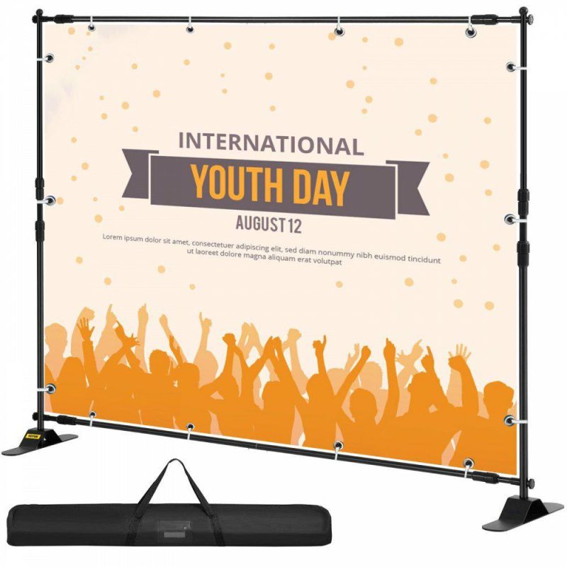 Retail Supplies |  10 x 8 Ft Backdrop Banner Stand Adjustable Height and Width Newest Step and Repeat for Trade Show Wall Exhibitor Photo Booth Background Office Supplies Retail Supplies