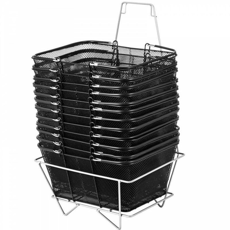 Retail Supplies |  12PCS Shopping Baskets with Handles, Black Metal Shopping Basket, Portable Wire Shopping Basket, Black Wire Mesh shopping Basket Set for Stores Shopping Office Supplies Retail Supplies