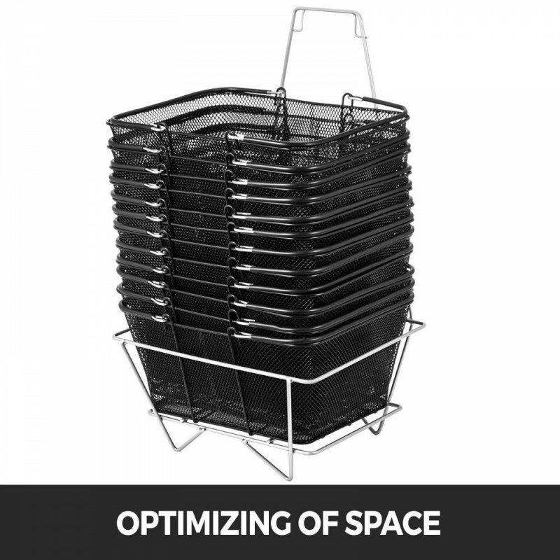 Retail Supplies |  12PCS Shopping Baskets with Handles, Black Metal Shopping Basket, Portable Wire Shopping Basket, Black Wire Mesh shopping Basket Set for Stores Shopping Office Supplies Retail Supplies