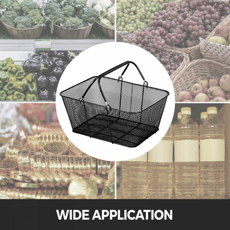 Retail Supplies |  12PCS Shopping Baskets with Handles, Black Metal Shopping Basket, Portable Wire Shopping Basket, Black Wire Mesh shopping Basket Set for Stores Shopping Office Supplies Retail Supplies