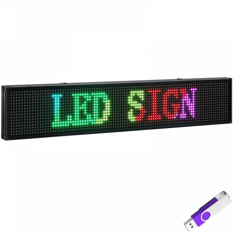 Retail Supplies |  Led Sign 40 x 8 inch Led Scrolling Message Display RGB 7-Color P10 Digital Message Display Board Programmable by PC& WiFi & USB with SMD Technology for Advertising and Business Office Supplies Retail Supplies