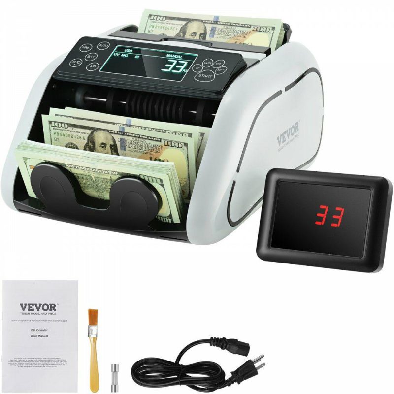 Retail Supplies |  Money Counter Machine, Bill Counter with UV, MG, IR and DD Counterfeit Detection, USD & EUR Cash Counting Machine with Large LCD & External Display for Small Business Office Supplies Retail Supplies