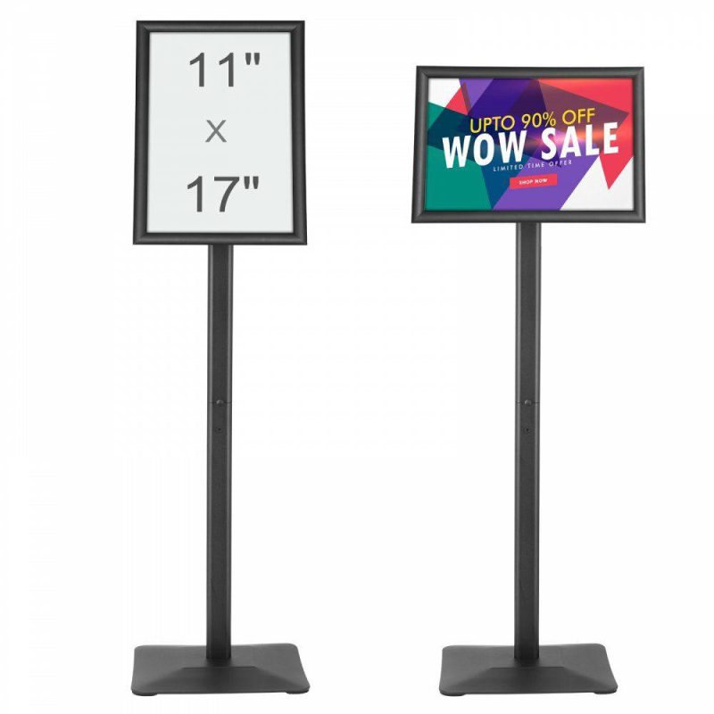 Retail Supplies |  Pedestal Sign Holder, 11 x 17 Inch Vertical and Horizontal Adjustable Poster Stand, Heavy-Duty Floor Standing Sign Holder with Metal Base for Display, Advertisement, and Outdoor, Black Office Supplies Retail Supplies