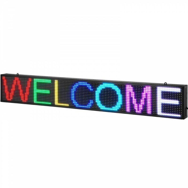 Retail Supplies |  Programmable LED Sign, P10 Full Color LED Scrolling Panel, DIY Custom Text Animation Pattern Display Board, WIFI USB Control Message Shop Sign for Store Business Party Bar Advertising 52″x8″ Office Supplies Retail Supplies