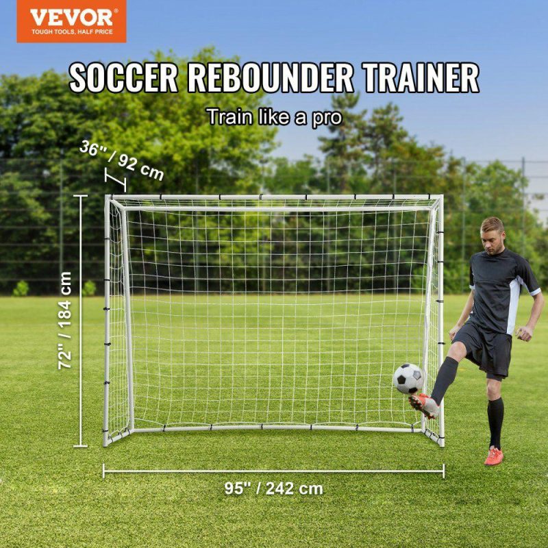 Soccer Equipment |  Soccer Rebound Trainer, 8x6FT Iron Soccer Training Equipment, Sports Football Rebounder Wall with Double-Sided Rebounding Net & Goal, Perfect for Backyard Practicing, Solo Training, Passing Soccer Equipment Soccer Equipment