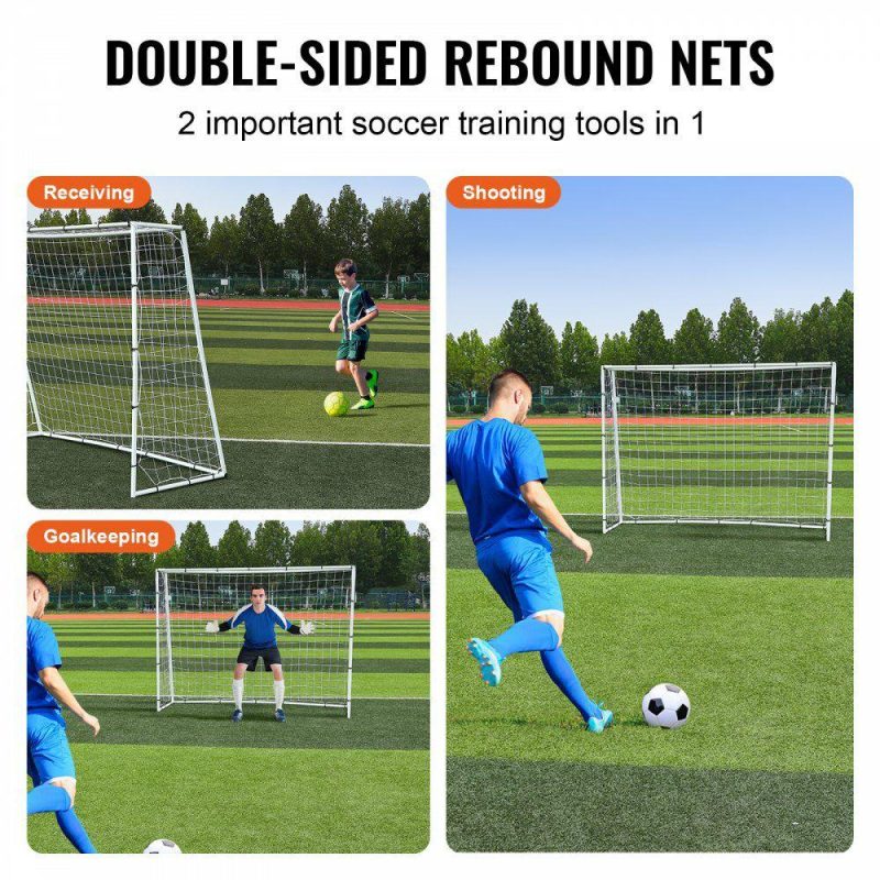 Soccer Equipment |  Soccer Rebound Trainer, 8x6FT Iron Soccer Training Equipment, Sports Football Rebounder Wall with Double-Sided Rebounding Net & Goal, Perfect for Backyard Practicing, Solo Training, Passing Soccer Equipment Soccer Equipment