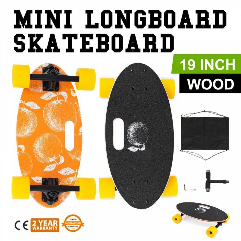 Sports |  19 Inch Longboard Skateboard 440LBS Strong 7 Ply Russian Maple Complete Skateboard Cruiser Skateboard with Handle for Beginners and Pro (Orange Sweet Orange) Office Supplies Sports