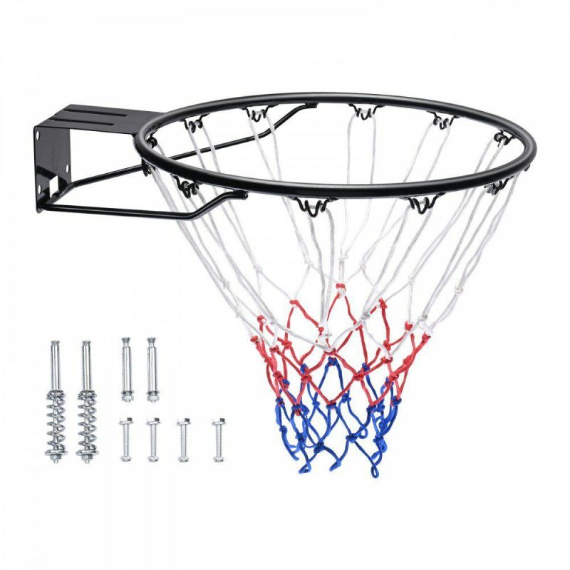 Outdoor Sports |  Basketball Rim, Wall Door Mounted Basketball Hoop, Heavy Duty Q235 Basketball Flex Rim Goal Replacement with Net and Double Spring, Standard 18″ Indoor Outdoor Hanging Hoop for Kids Adults Outdoor Sports Outdoor Sports