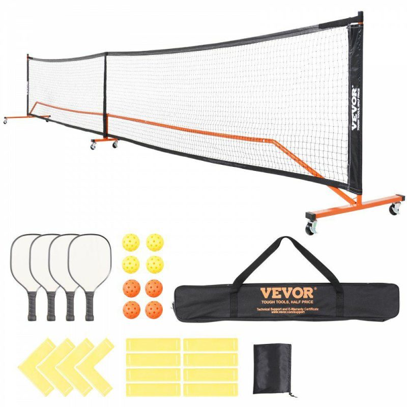 Outdoor Sports |  Pickleball Net Set, 22FT Regulation Size Portable Pickleball System with Bags, Balls, Paddles, Wheels, and Court Lines, Weather Resistant Metal Frame & PE Net, for Outdoor Backyard Driveway Outdoor Sports Outdoor Sports