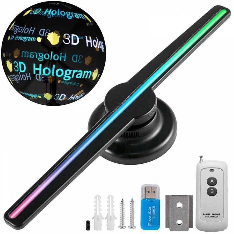 Retail Supplies |  3D Holographic Fan 16.5Inch Hologram Fan with 224 Led Beads Holographic Projector Fan 450×224 Resolution Holographic LED Fan Display Wi-Fi Control for Business,Store,Shop,Holiday Events Display Office Supplies Retail Supplies