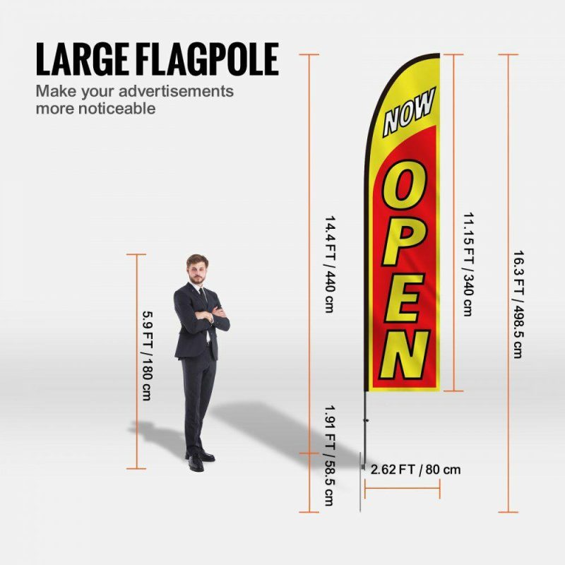 Retail Supplies |  Open Flags for Business Advertising Flags and Poles for Outside 16.3 FT Office Supplies Retail Supplies