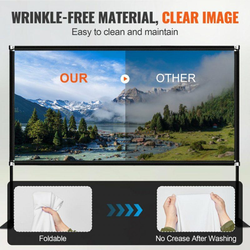 Office Electronics |  Projector Screen with Stand 150inch Portable Movie Screen 16:9 4K HD Wide Angle Outdoor Projector Screen Stand Easy Assembly with Storage Bag for Home Theater Office Outdoor Use Office Electronics Office Electronics