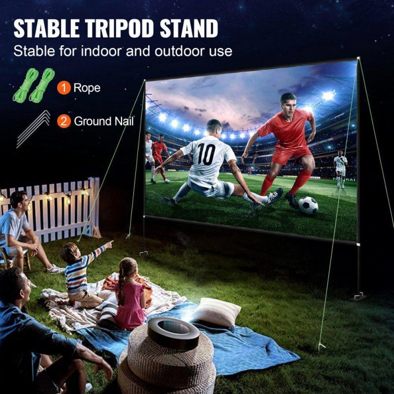 Office Electronics |  Projector Screen with Stand 150inch Portable Movie Screen 16:9 4K HD Wide Angle Outdoor Projector Screen Stand Easy Assembly with Storage Bag for Home Theater Office Outdoor Use Office Electronics Office Electronics