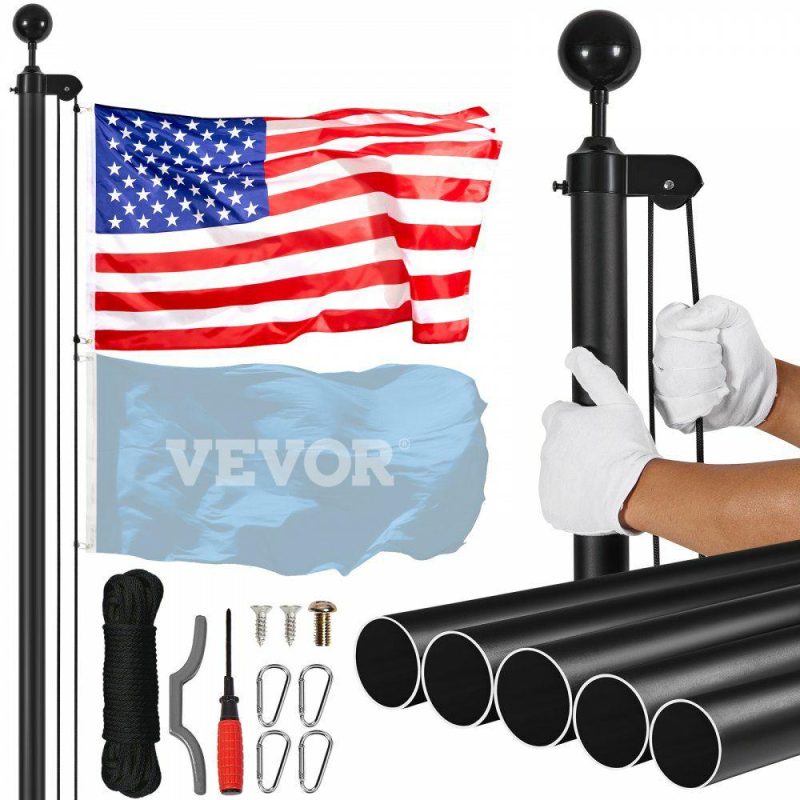 Retail Supplies |  25FT Detachable Flagpole Kit Heavy Duty Aluminum Flag Pole American Black Office Supplies Retail Supplies