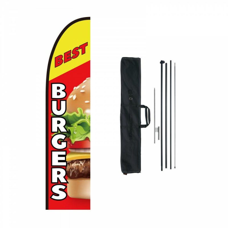 Retail Supplies |  Burger Restaurant Advertising Feather Flag Kit Swooper Flag Poles 16.3 FT Office Supplies Retail Supplies