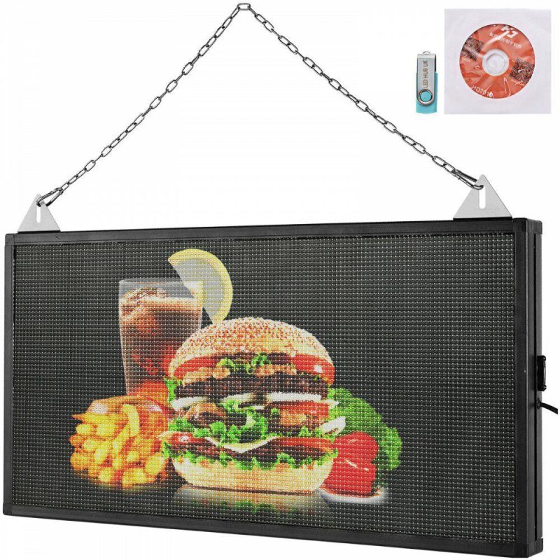 Retail Supplies |  LED Scrolling Sign, 27″ x 14″ WiFi & USB Control, Full Color P5 Programmable Display, Indoor High Resolution Message Board, High Brightness Electronic Sign, Perfect Solution for Advertising Full Color Office Supplies Full Color