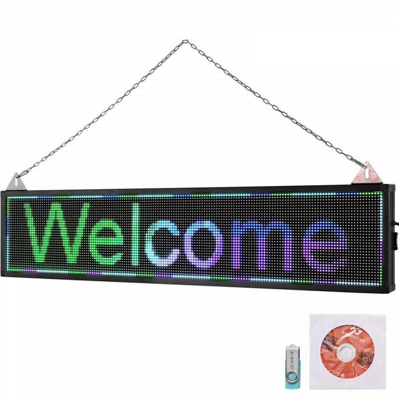 Retail Supplies |  LED Scrolling Sign, 40″ x 9″ WiFi & USB Control, Full Color P6 Programmable Display, Indoor High Resolution Message Board, High Brightness Electronic Sign, Perfect Solution for Advertising Full Color Office Supplies Full Color