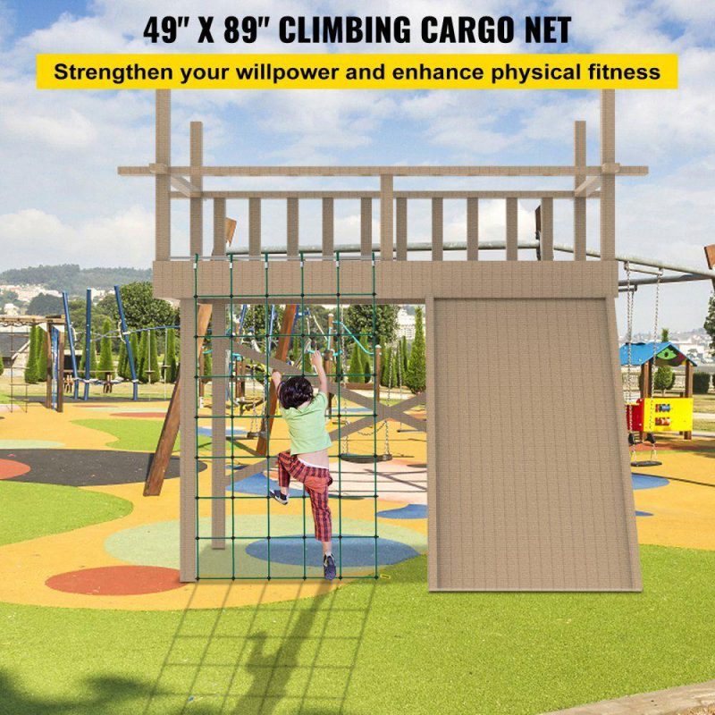 Outdoor Recreation |  Climbing Cargo Net, 49″ x 77″ Climbing Net, Polyester Playground Climbing Cargo Net, Rope Ladder, Swingset, Large Military Climbing Cargo Net for Kids & Adult, Indoor & Outdoor, Treehouse, Green Office Supplies Outdoor Recreation