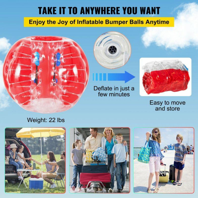 Outdoor Recreation |  Inflatable Bumper Ball 5 FT / 1.5M Diameter, Bubble Soccer Ball, Blow It Up in 5 Min, Inflatable Zorb Ball for Adults or Children (5 FT, Red) Office Supplies Outdoor Recreation