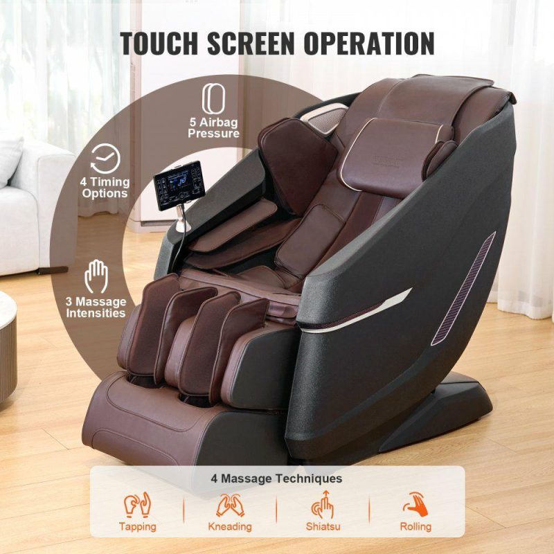 Salon & Spa Equipment |  Massage Chair with Flexible SL-Track, Full Body Zero Gravity Recliner, 10-18 Auto Modes, 3D Shiatsu, Heating, Bluetooth Speaker, Airbag, Foot Roller, and Touch Screen Office Supplies Salon & Spa Equipment