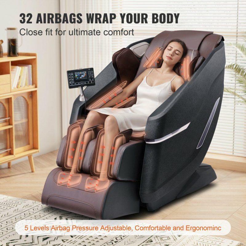 Salon & Spa Equipment |  Massage Chair with Flexible SL-Track, Full Body Zero Gravity Recliner, 10-18 Auto Modes, 3D Shiatsu, Heating, Bluetooth Speaker, Airbag, Foot Roller, and Touch Screen Office Supplies Salon & Spa Equipment