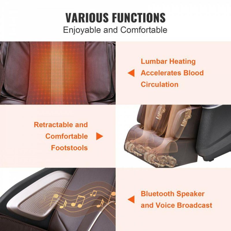 Salon & Spa Equipment |  Massage Chair with Flexible SL-Track, Full Body Zero Gravity Recliner, 10-18 Auto Modes, 3D Shiatsu, Heating, Bluetooth Speaker, Airbag, Foot Roller, and Touch Screen Office Supplies Salon & Spa Equipment