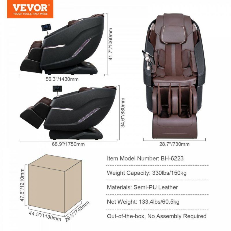 Salon & Spa Equipment |  Massage Chair with Flexible SL-Track, Full Body Zero Gravity Recliner, 10-18 Auto Modes, 3D Shiatsu, Heating, Bluetooth Speaker, Airbag, Foot Roller, and Touch Screen Office Supplies Salon & Spa Equipment