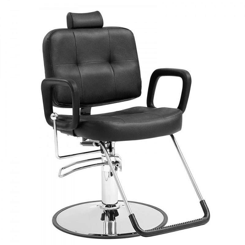 Salon & Spa Equipment |  Salon Chair, Hydraulic Recliner Barber Chair for Hair Stylist, 360 Degrees Swivel 90°-125° Reclining Salon Chair for Beauty Spa Shampoo, Max Load Weight 330 lbs, Black Office Supplies Salon & Spa Equipment